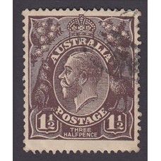 Australian    King George V   1½d Penny Half Pence Black Brown   Single Crown WMK Plate Variety 1R24